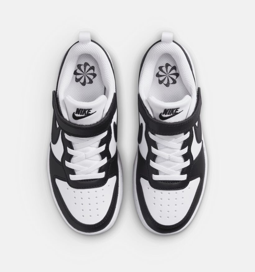 Nike Court Borough Low Witte/Zwarte Sneakers voor jongens (373417)