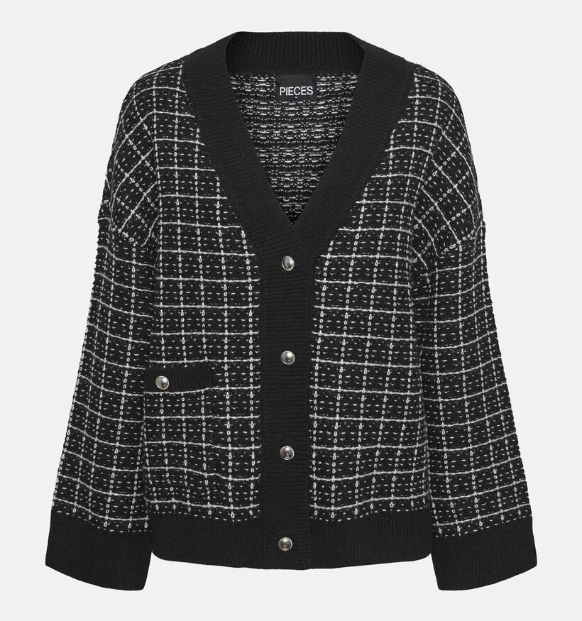 Pieces Nilja Zwarte Korte cardigan met knopen voor dames (346538)