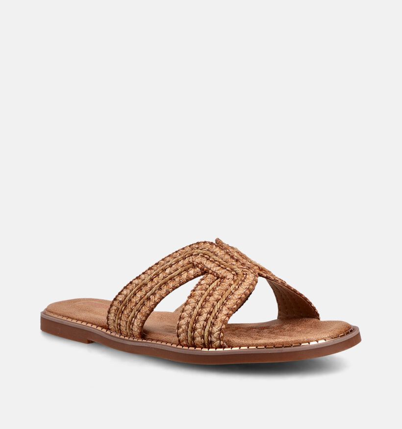 Signatur Nu-pieds plates en Cognac pour femmes (372329)