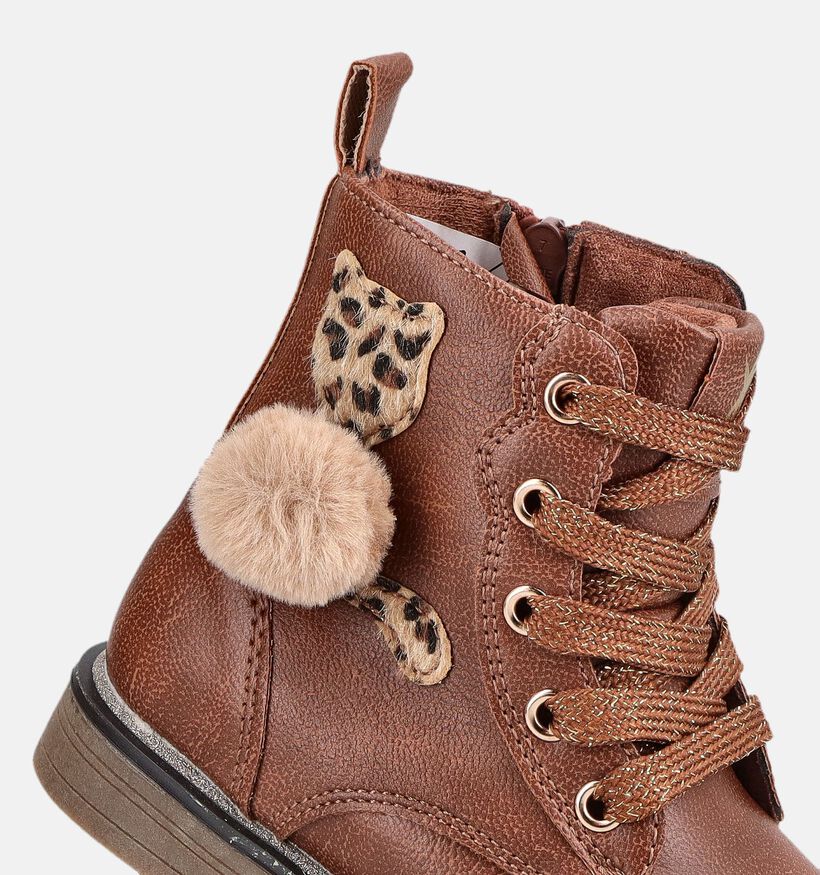 Milo & Mila Cognac Boots met Veters en Rits voor meisjes (378911)