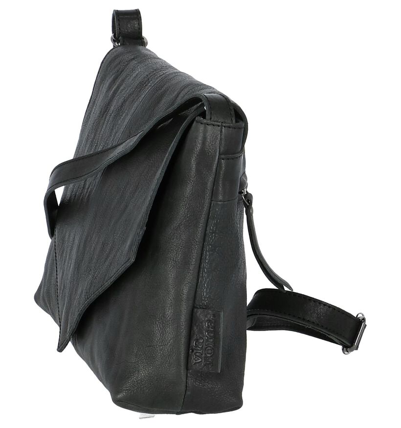 Zwarte Klep/Flap Tas Via Roma in leer (211567)