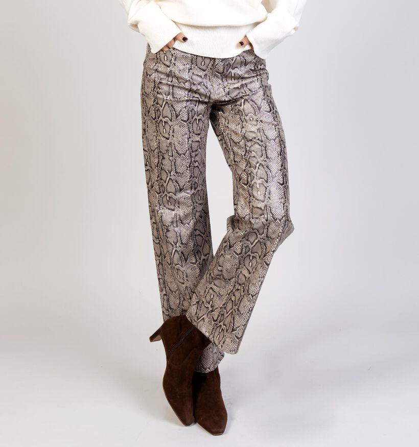 Vero Moda Tessa Snake Pantalon L30 en Beige pour femmes (365682)