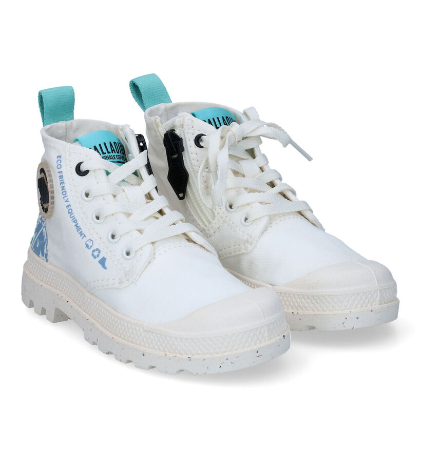 Palladium Pampa Organic K Witte Hoge Sneakers in stof (302714)