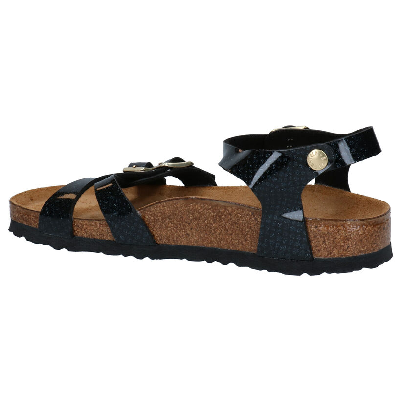 Birkenstock Sandales plates en Noir en synthétique (242505)