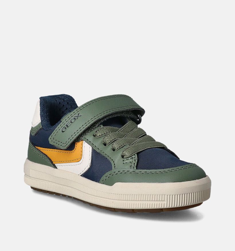 Geox Arzach Chaussures à scratch en Vert Khaki pour garçons (351652) - pour semelles orthopédiques