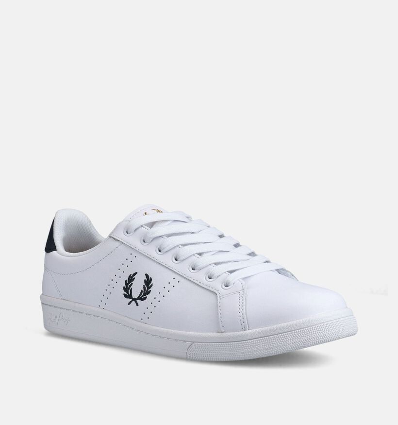 Fred Perry Chaussures &agrave; lacets en Blanc/Bleu pour hommes (365706) - pour semelles orthop&eacute;diques