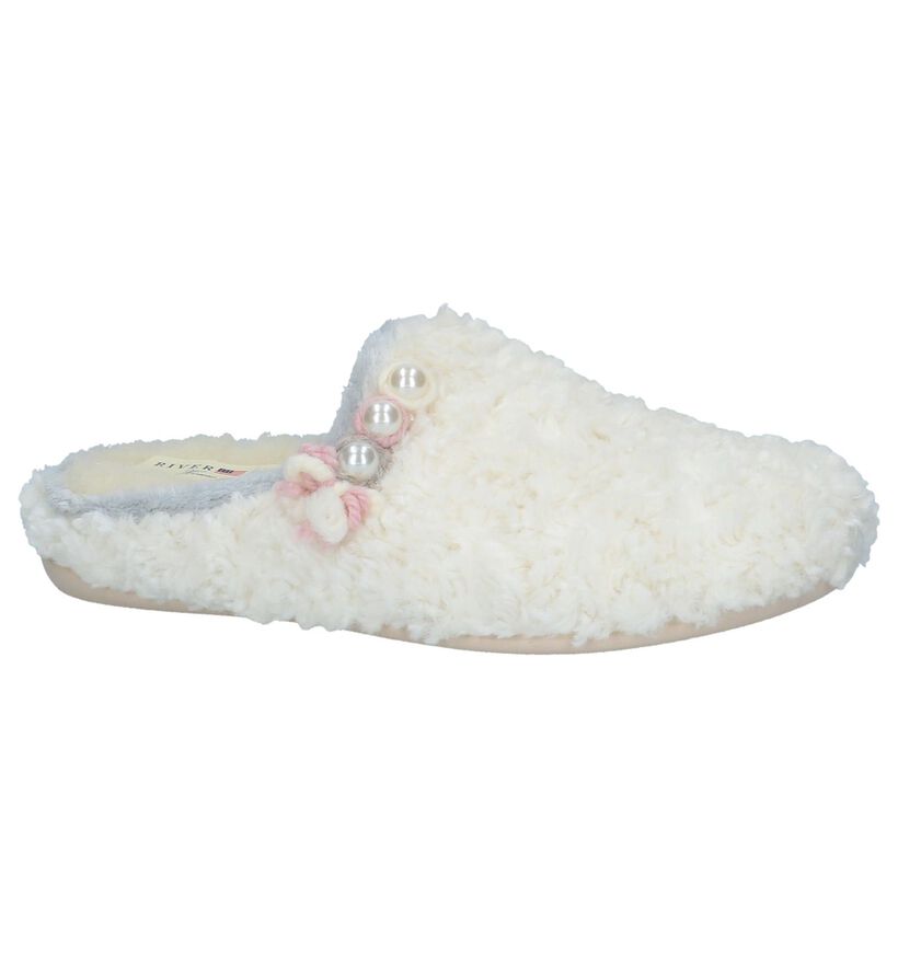 Ecru Pantoffels River Woods in faux fur (231749)