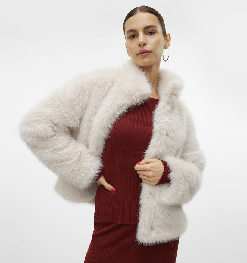 Vero Moda Monroe Fluffy Manteau en Ecru pour femmes (364512)