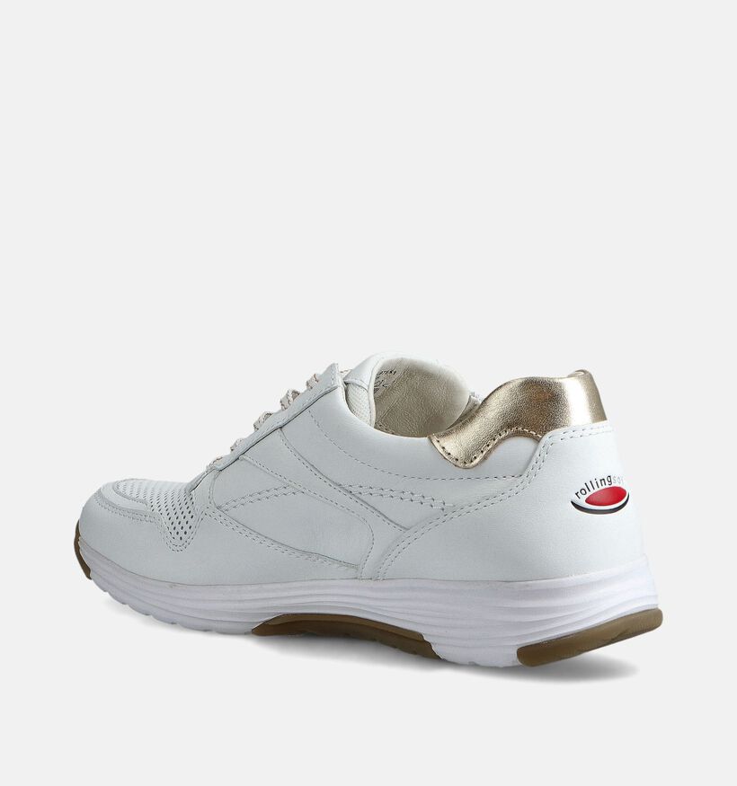 Gabor Rollingsoft Witte/Gouden Rits-Veterschoenen voor dames (368405) - geschikt voor steunzolen