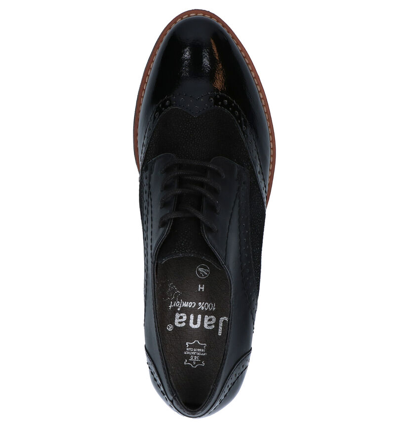 Jana Chaussures à lacets en Noir en cuir (280904)