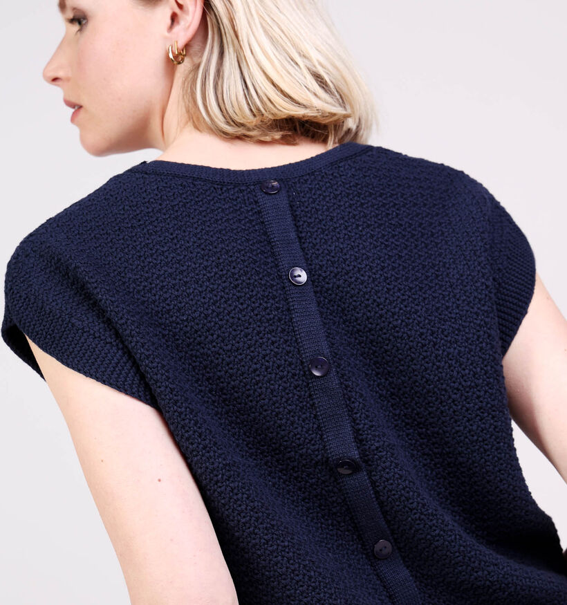 JDY Martha Button Back Donkerblauwe Mouwloze Trui voor dames (370045)