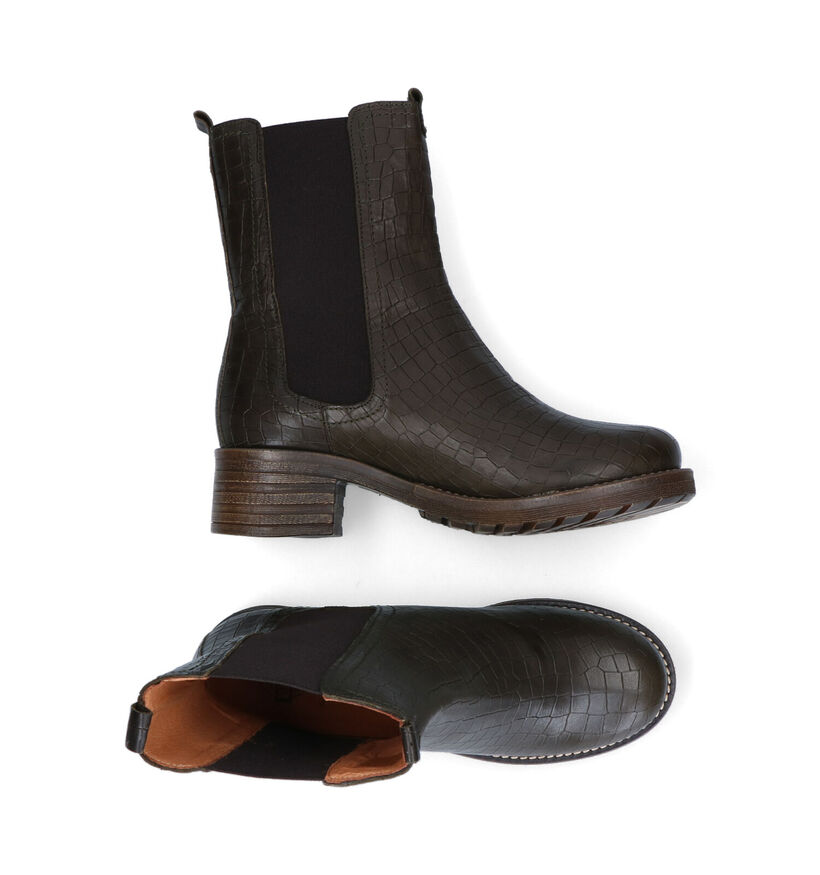 Brako Bottines Chelsea en Vert kaki en cuir (299213)