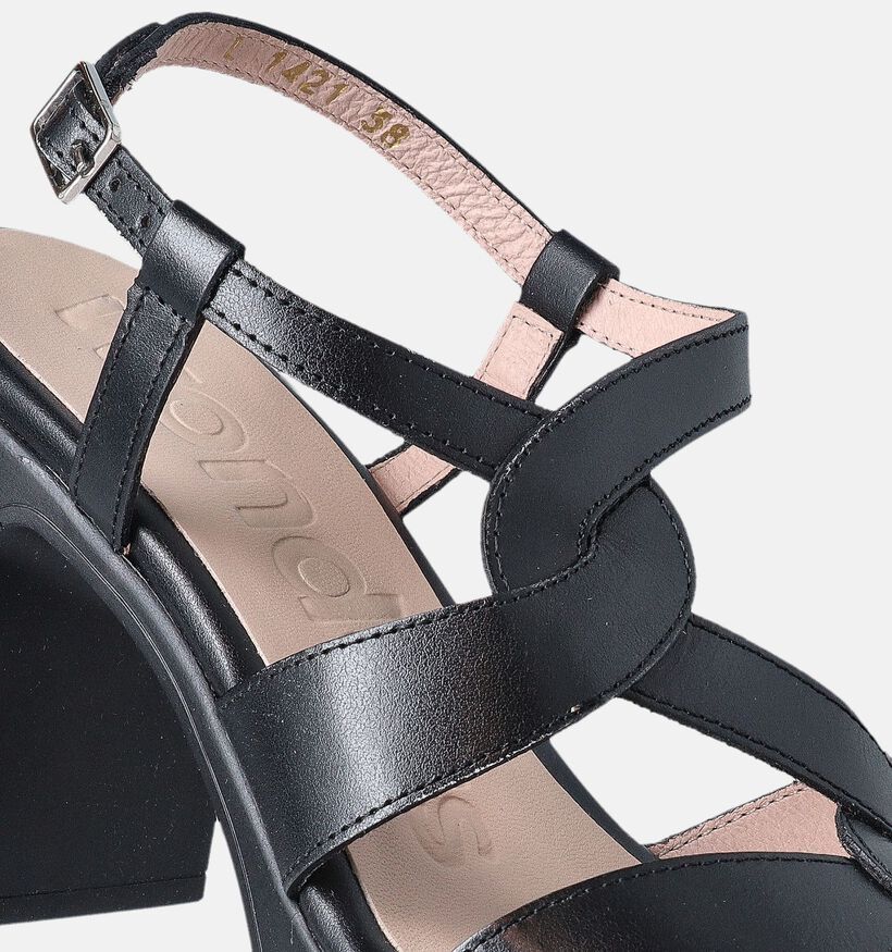 Wonders Zwarte Sandalen met blokhak voor dames (357831)