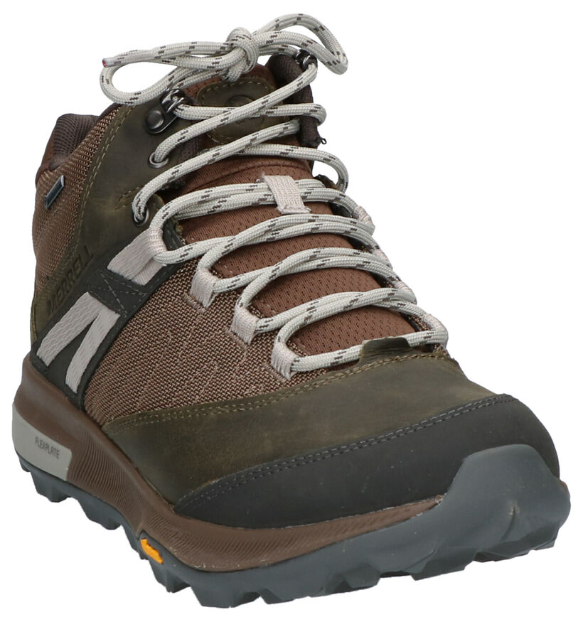 Merell Zion Mid GTX Chaussures de randonnée en Kaki en textile (259403)