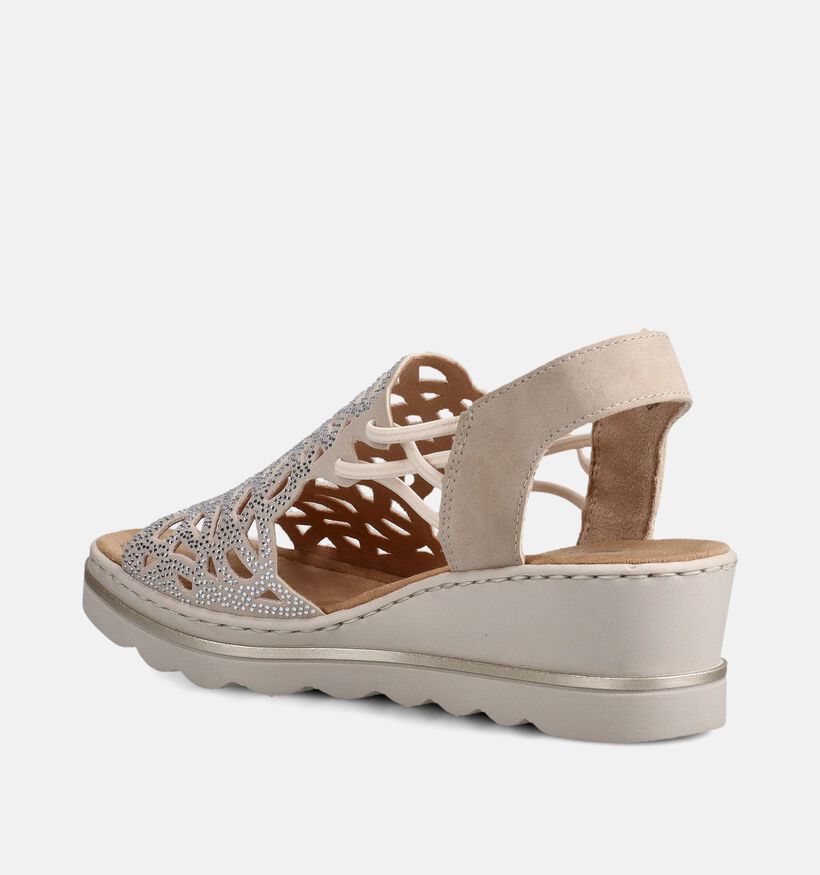 Rieker Sandales compens&eacute;es en Or pour femmes (370417)