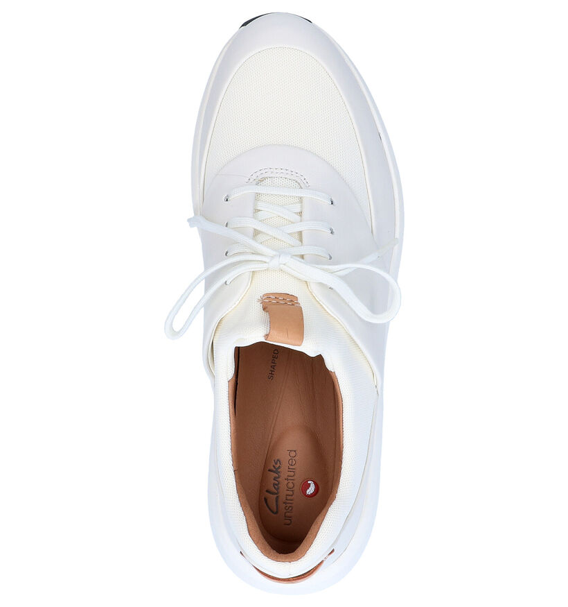 Witte Veterschoenen Unstructured by Clarks in leer (241587)