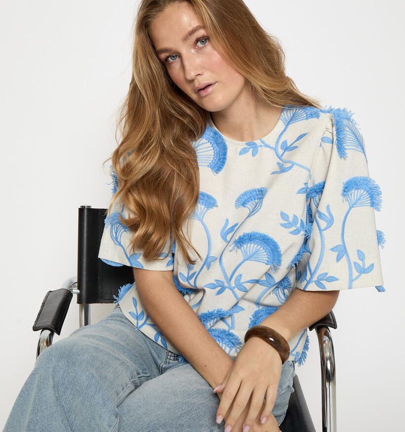 Minus Misja Skyway Blue Ecru/Blauwe Blouse voor dames (371822)