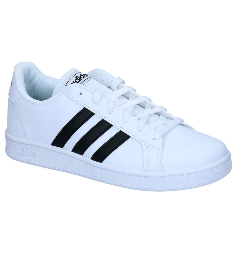 adidas Grand Court K Witte Sneakers voor jongens (307966) - geschikt voor steunzolen