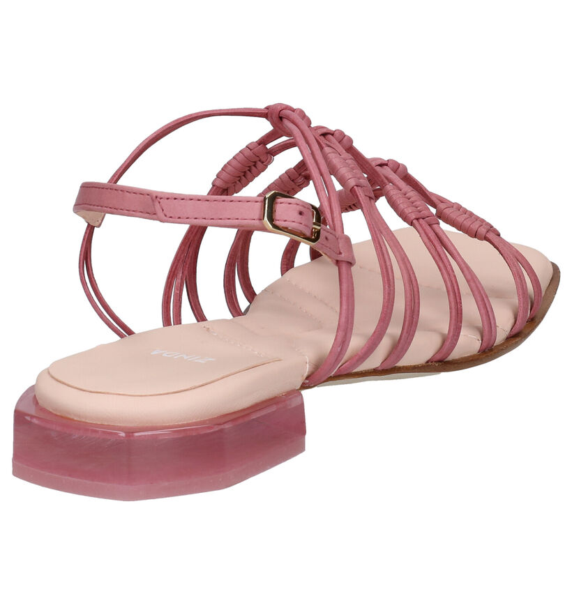 Zinda Sandales plates en Rose foncé pour femmes (291596)