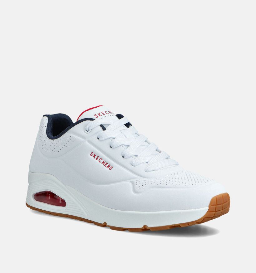 Skechers Uno Stand On Air Baskets basses en Blanc pour hommes (362192) - pour semelles orthop&eacute;diques