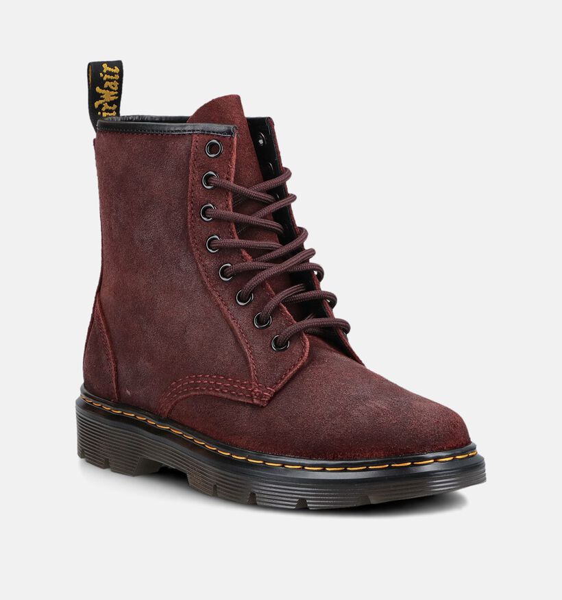 Dr. Martens Aprile 8 Eye Boots &agrave; lacets en Rouge fonc&eacute; pour femmes (375761) - pour semelles orthop&eacute;diques