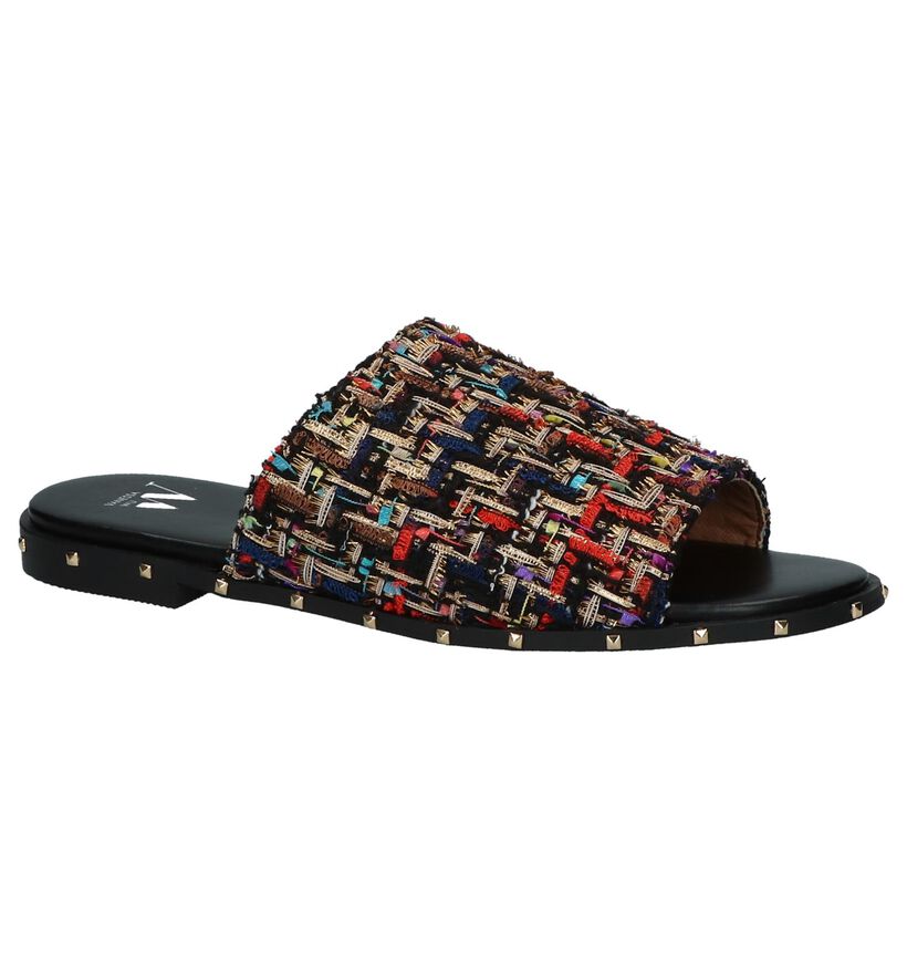 Vanessa Wu Multicolor Slippers met Studs, , pdp