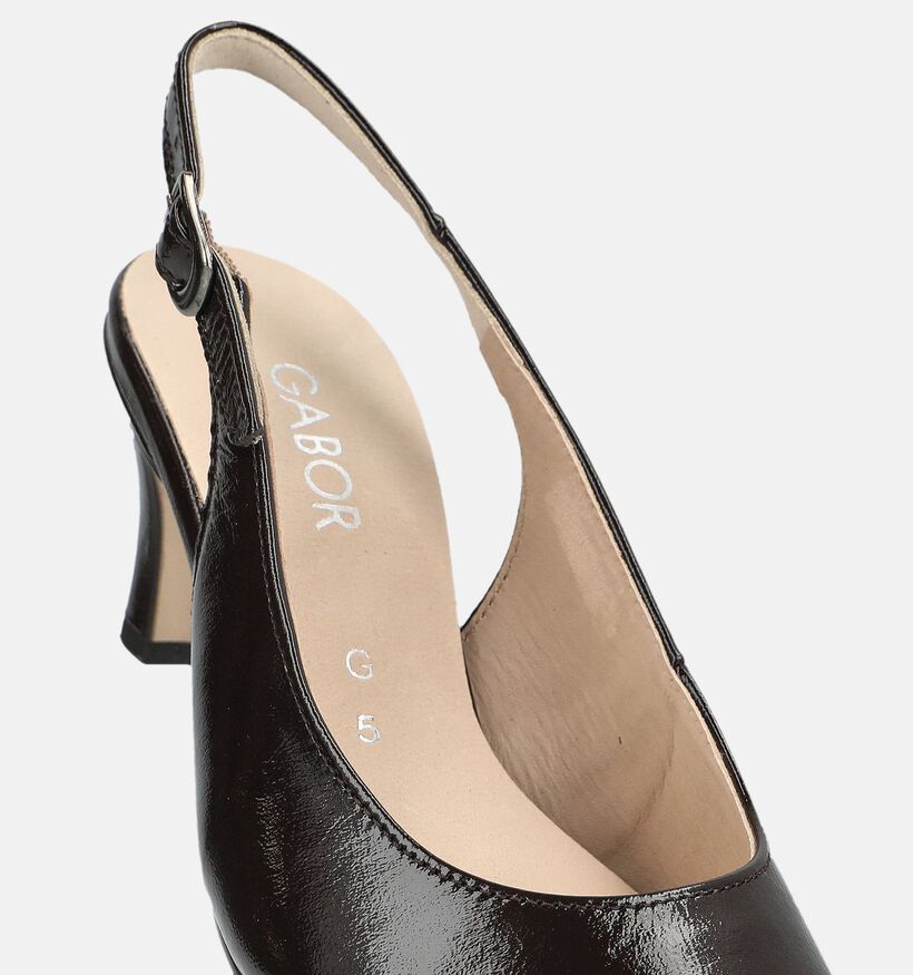 Gabor Escarpins Slingback en Brun fonc&eacute; pour femmes (377280)