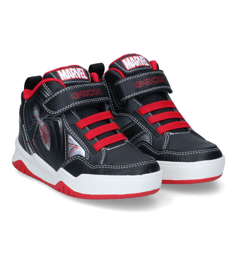 Geox Perth Zwarte Sneakers Marvel Spiderman in kunstleer (317622)