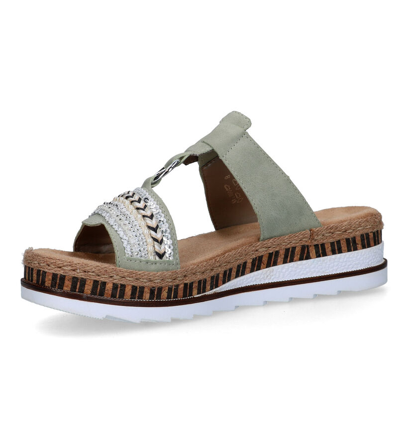 Rieker Groene Slippers met sleehak voor dames (339105)