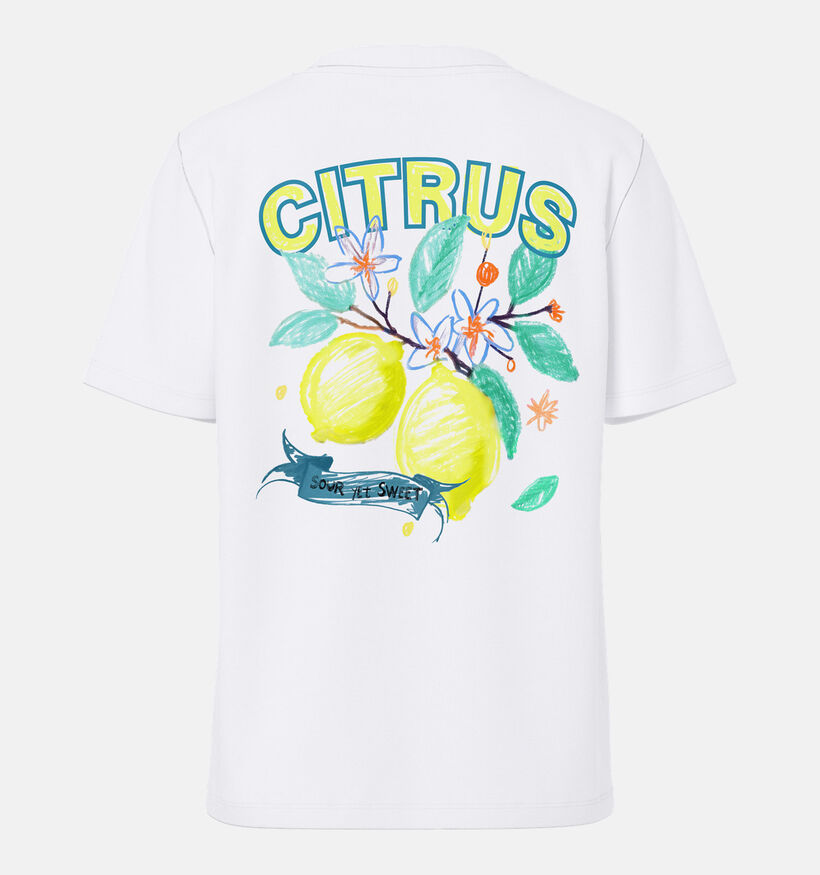 Pieces Brianna Bright White Citrus Witte T-shirt voor dames (369199)
