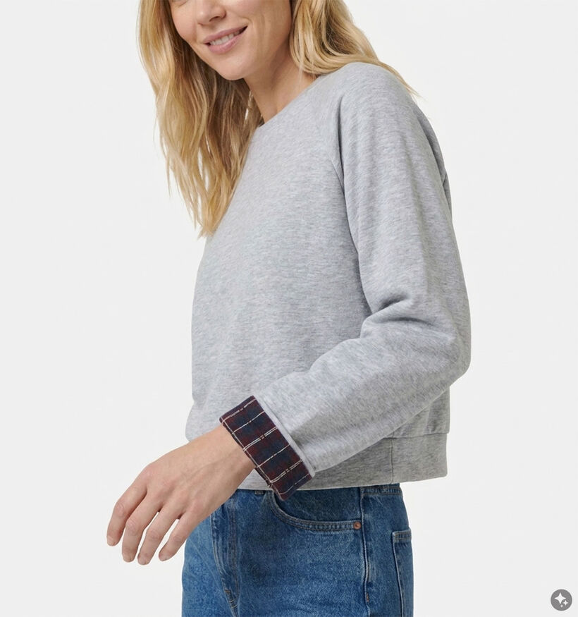 Vila Reon Checked Fold Up Grijze Sweater met Mouwdetail voor dames (382043)
