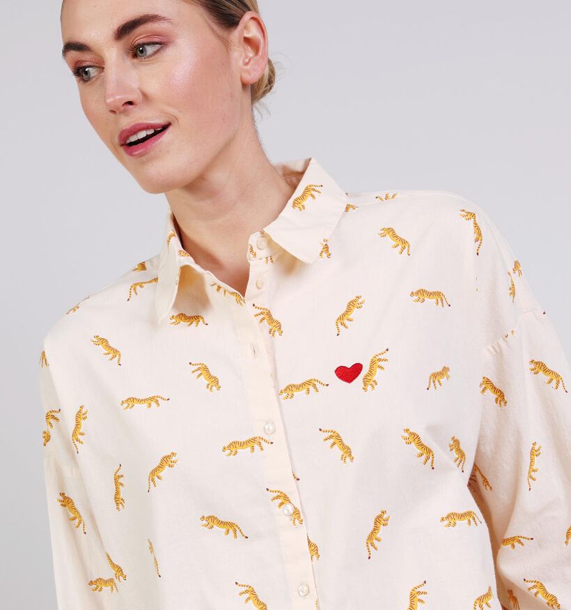 Pieces Janna Small Tigers Blouse en Ecru pour femmes (367074)