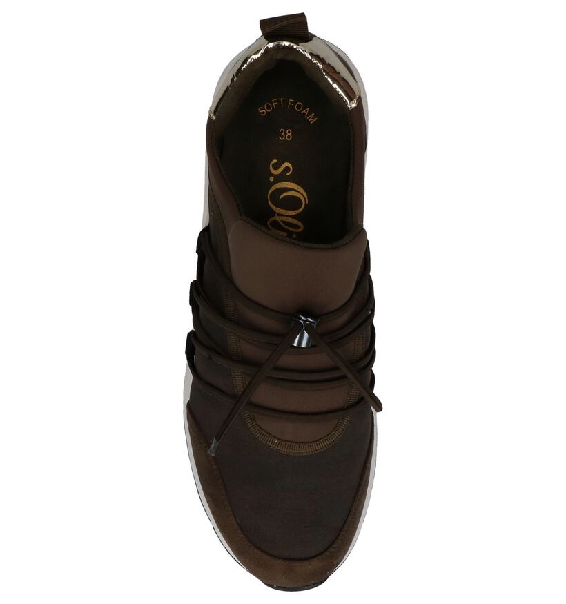 Kaki Slip-on Sneakers s.Oliver in stof (231831)
