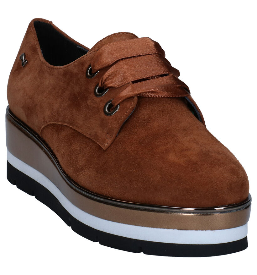 Nathan-Baume Cognac Veterschoenen in daim (283254)