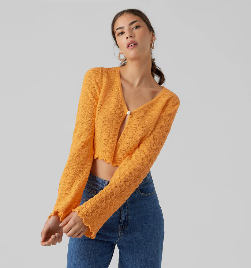 Vero Moda Lollie Cardigan en tricot en Orange pour femmes (327192)