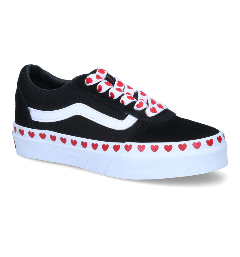 Vans Ward Heart Foxing Baskets en Noir pour filles (303053)