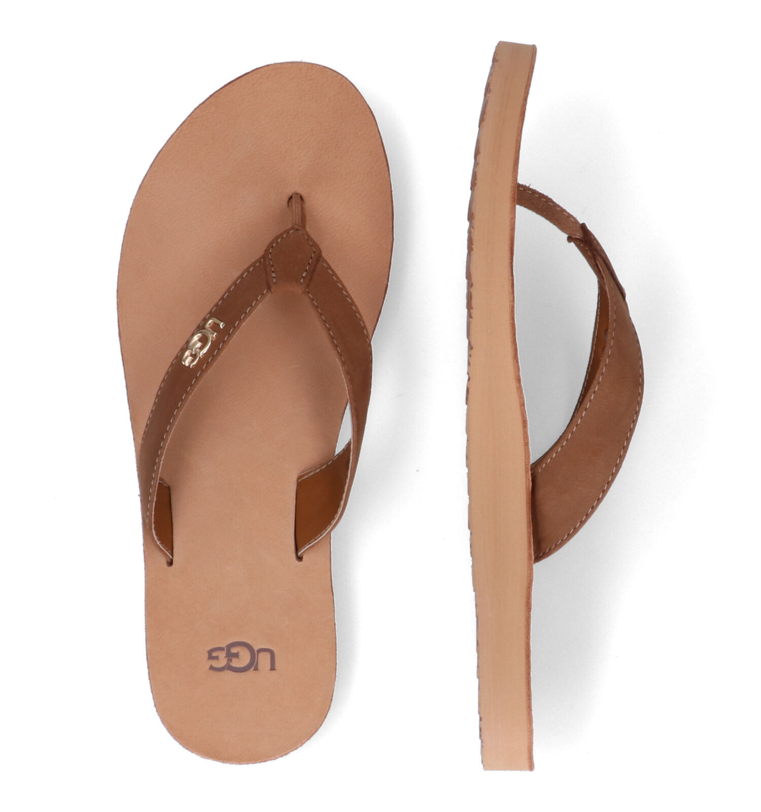 UGG Tawney Logo Cognac Teenslippers Dames Slippers Online op TORFS.BE