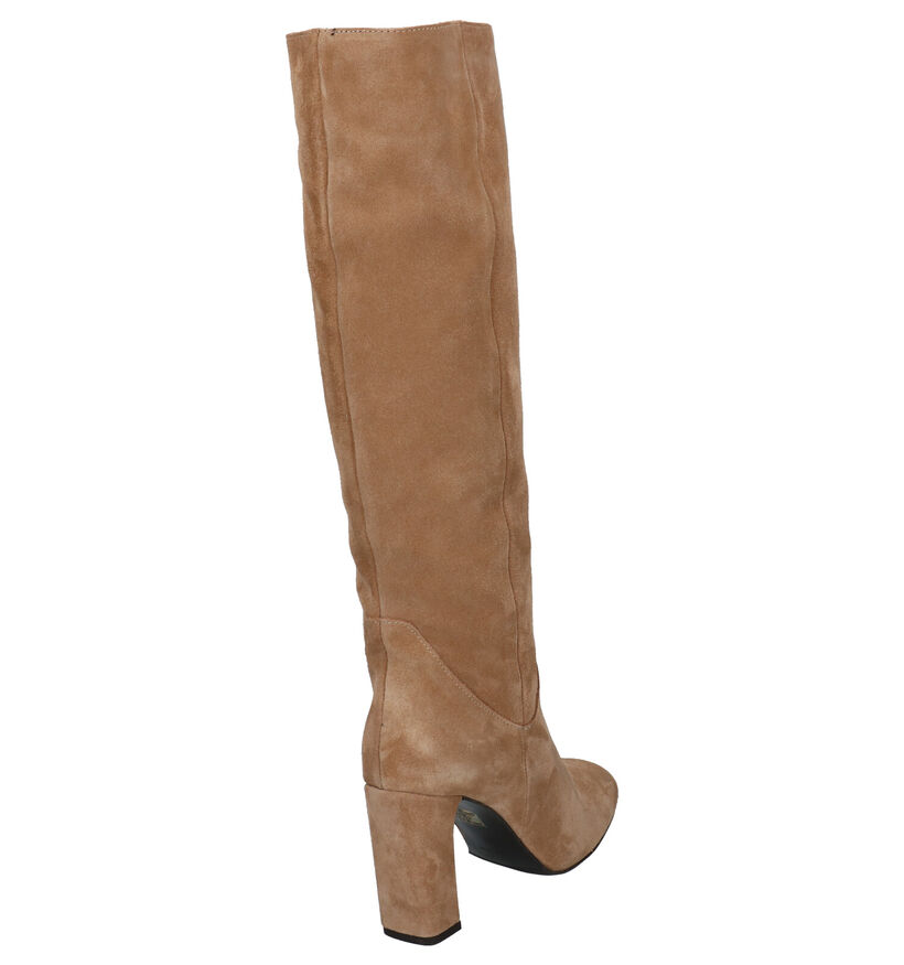 March23 Livorno Beige Lange Laarzen in daim (283275)