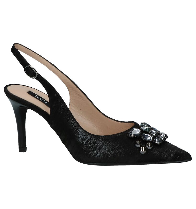 Zinda Zwarte Pumps met Open Hiel in leer (220127)