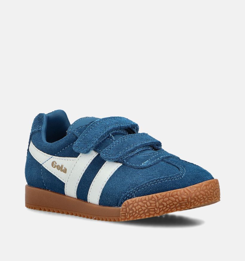 Gola Harrier Strap Chaussures à scratch en Bleu/Blanc pour filles, garçons (360993)