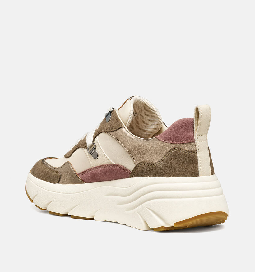Geox Diamanta Baskets en Beige fonc&eacute; pour femmes (376387) - pour semelles orthop&eacute;diques