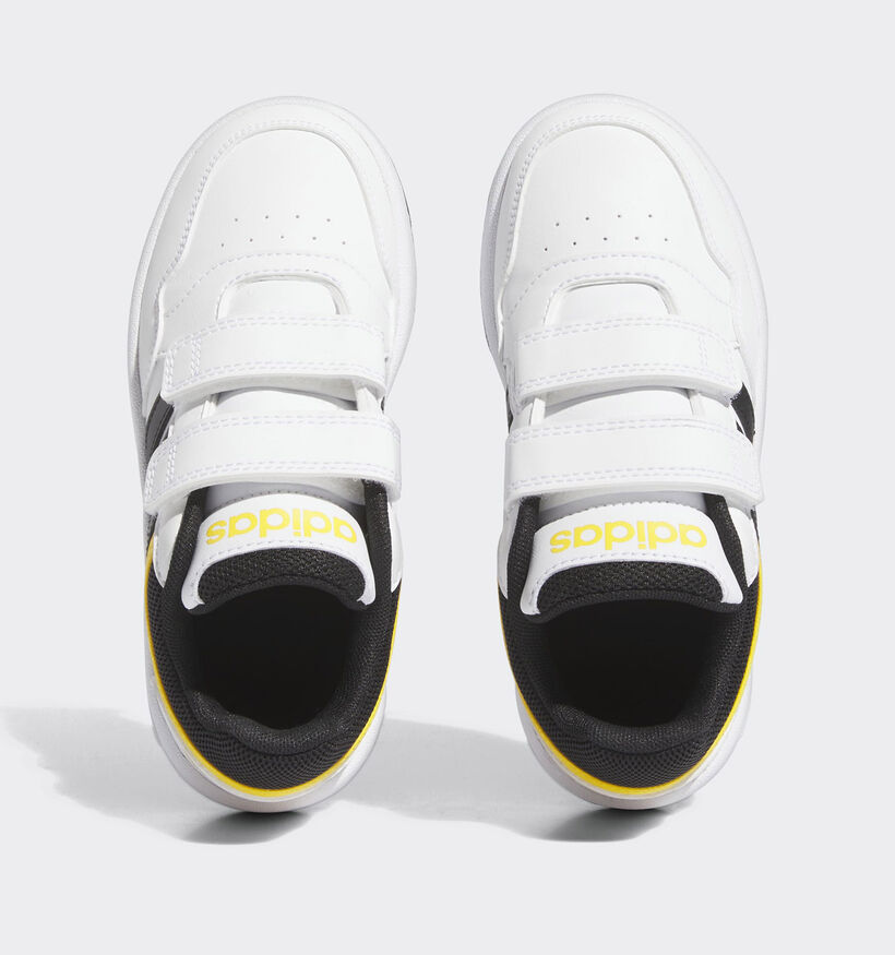 adidas Hoops 3.0 Baskets en Blanc/Jaune pour filles, garçons (366070) - pour semelles orthopédiques