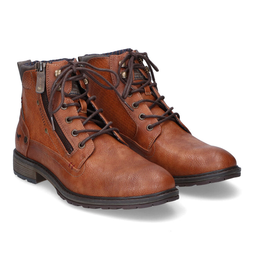Mustang Boots à lacets en Cognac en simili cuir (313557)