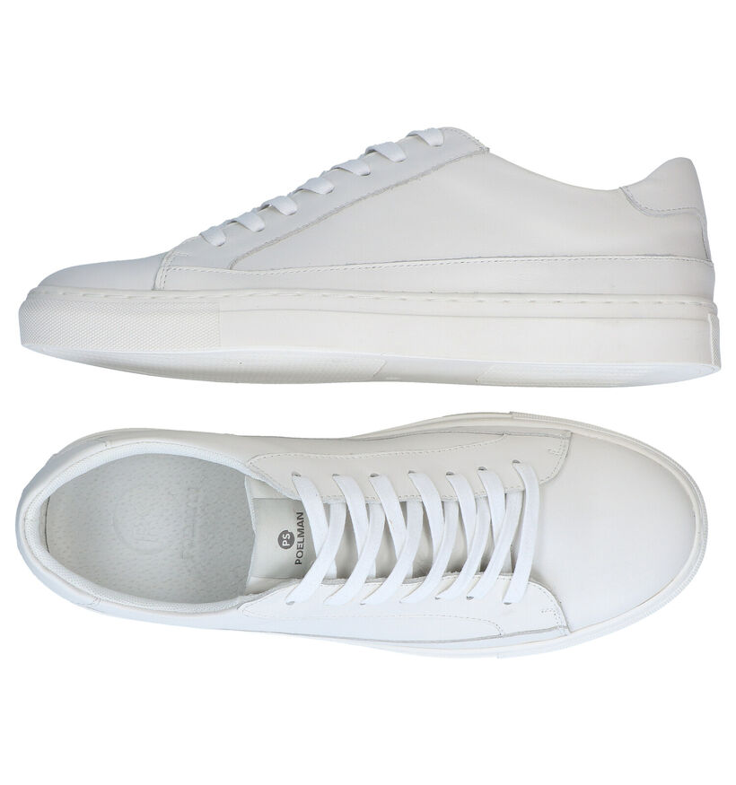 Poelman Chaussures plates en Blanc en cuir (300349)