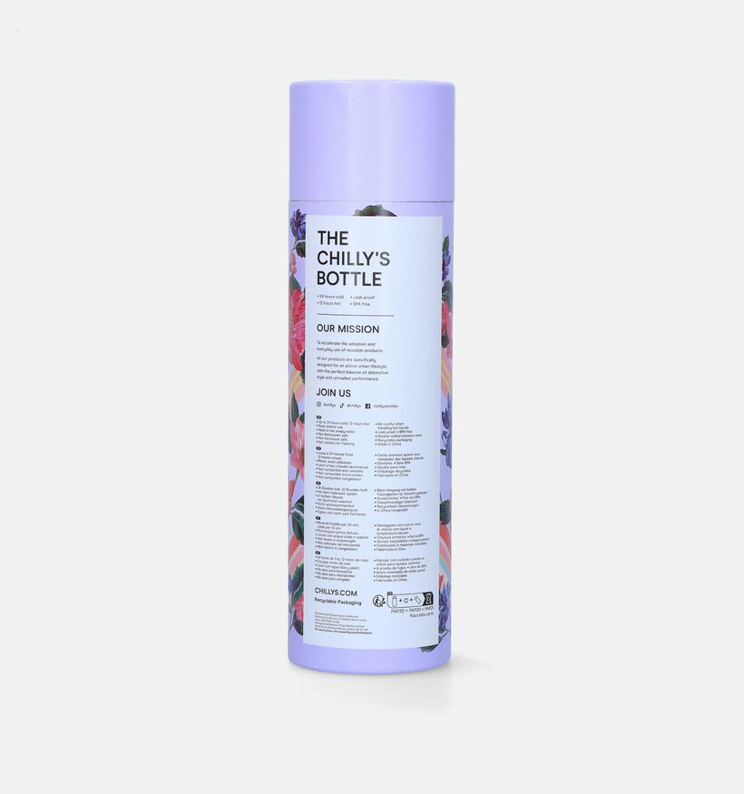 Chilly’s x Floral Graphic Garden Lila Drinkfles 500ml voor dames, meisjes (348990)