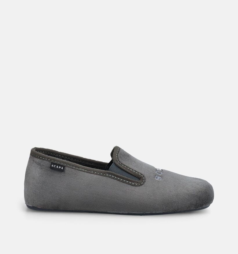 Scapa Pantoufles ferm&eacute;es en Gris fonc&eacute; pour hommes (381021) - pour semelles orthop&eacute;diques