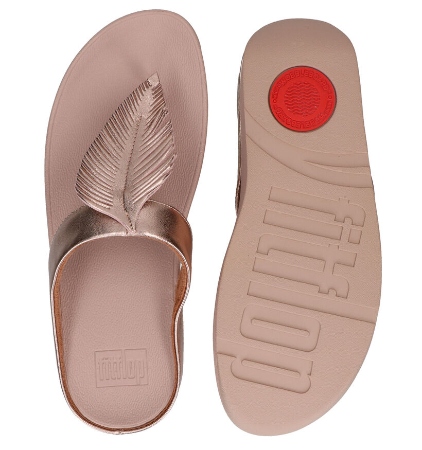 FitFlop Fino Feather Gouden Teenslippers in leer (286114)