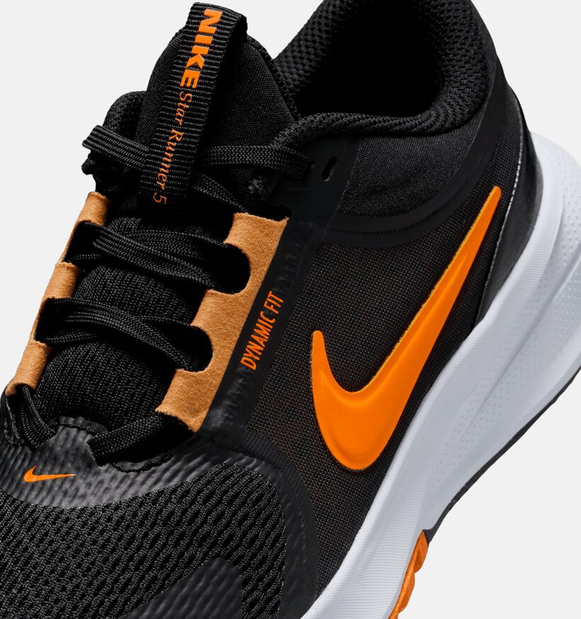 Nike Star Runner 5 Zwarte/Oranje Sneakers voor jongens (364611) - geschikt voor steunzolen