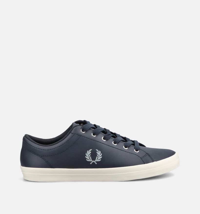 Fred Perry Baseline Leather Chaussures plates en Bleu fonc&eacute; pour hommes (378094)