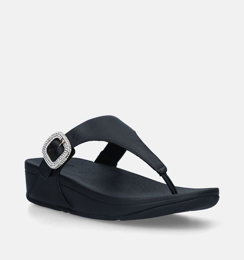 FitFlop Lulu Crystal Buckle Zwarte Teenslippers voor dames (336981)